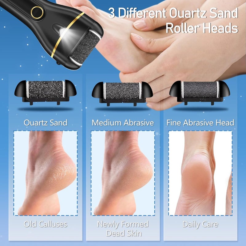 Jamestry Callus Remover for Feet, Electric Foot Callus Remover Waterproof with 3 Rollers 2 Speed Battery Display,17 in1 Rechargeable Foot File Pedicure Kits for Dead Hard Cracked Dry Skin - Image 3